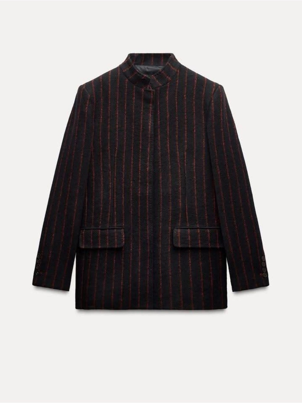 Zara Black Blazer with Brown Pinstripes